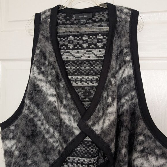 Karen Kane Nordic Reversible Vest Womens Size 2X Black Wool Mohair Made in USA - Picture 2 of 10